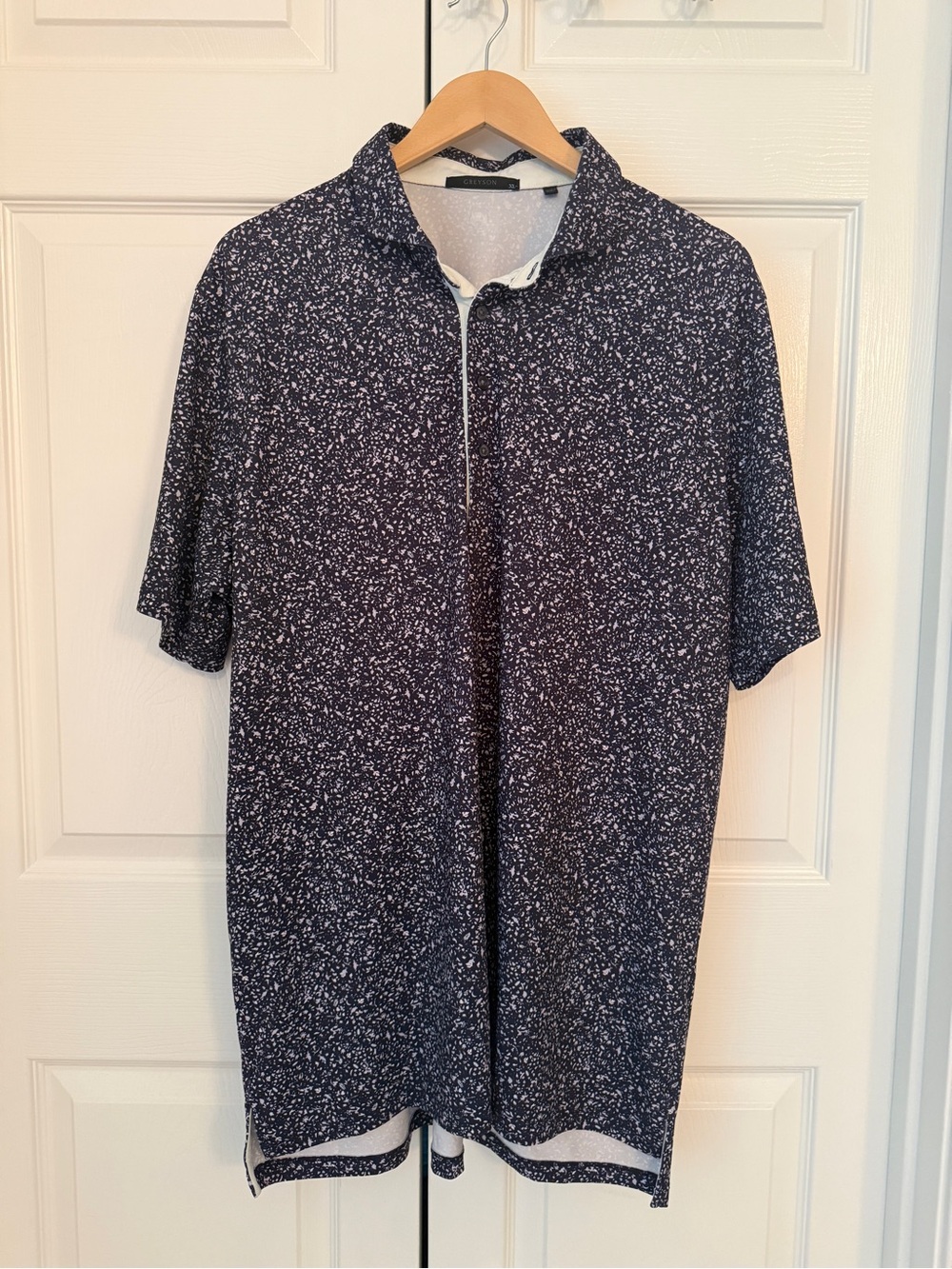 Greyson Navy Speckle Short Sleeve Polo
